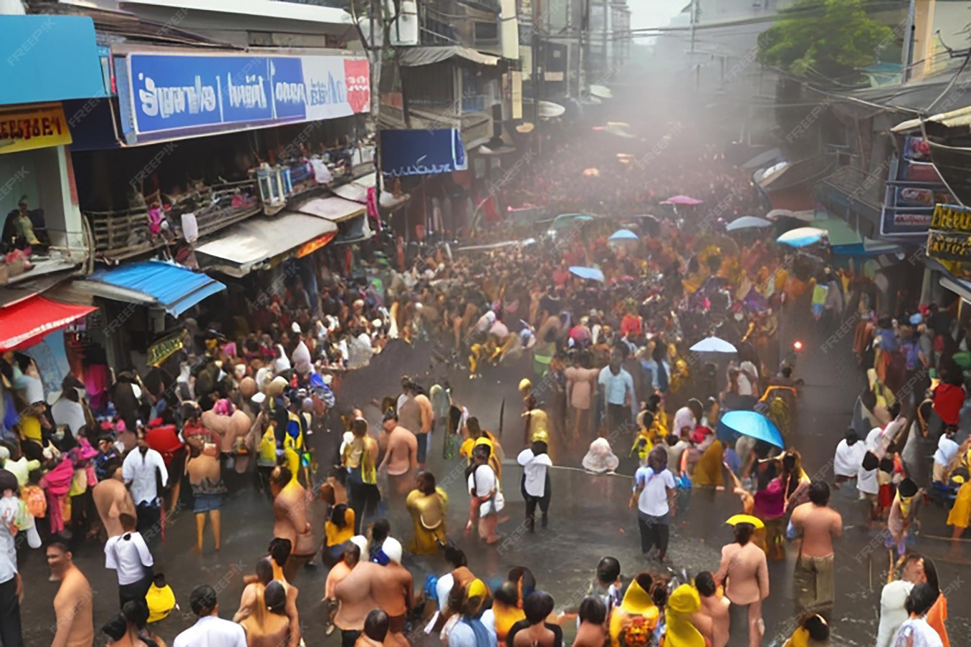 Premium Photo | Bangkok Thailand April 13 2025 Crowds celebrate