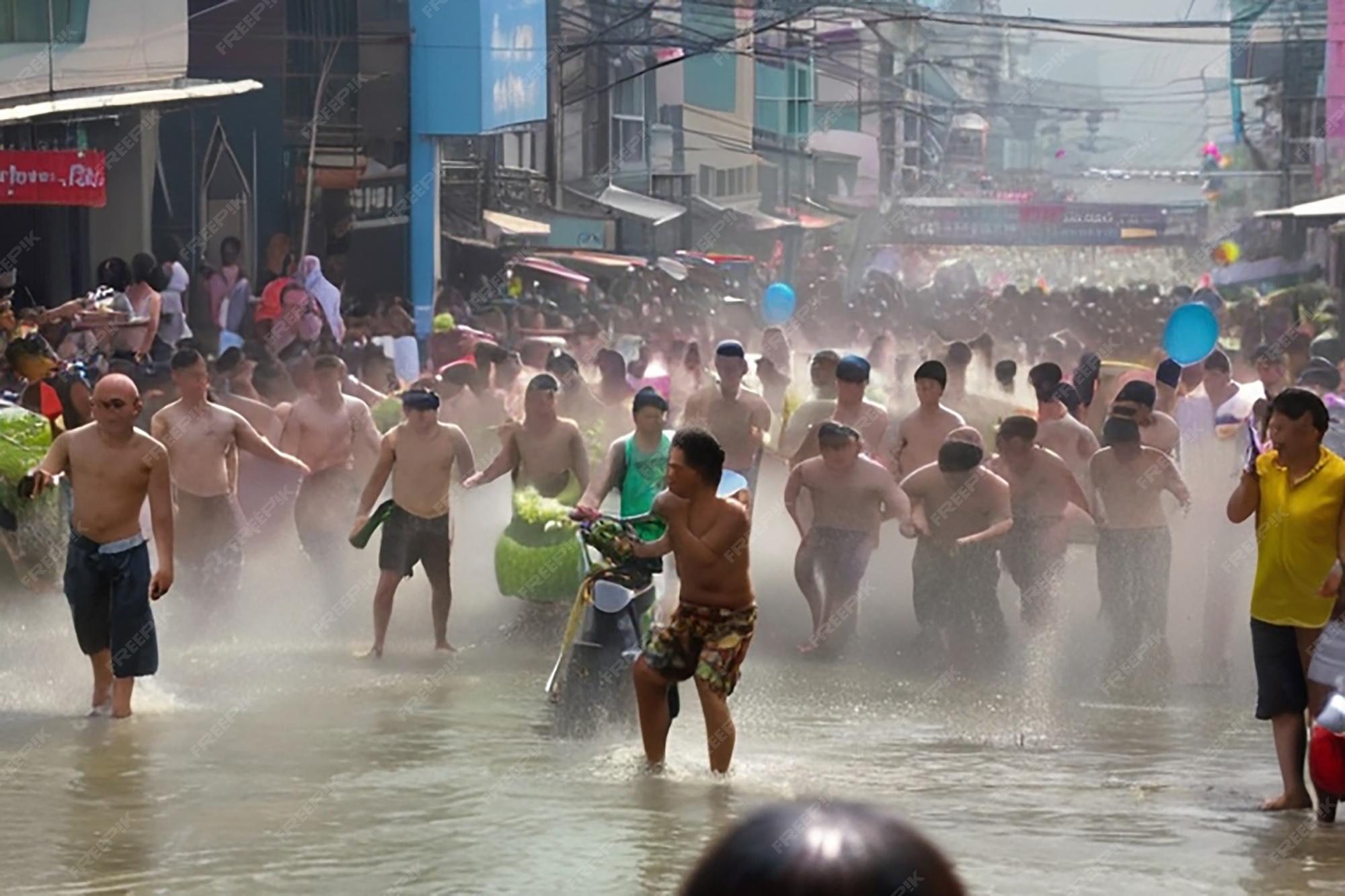 Premium Photo | Bangkok Thailand April 13 2025 Crowds celebrate