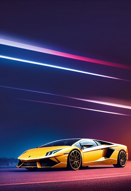 Bangkok Thailand August 2022 Lamborghini luxury super car for fast sports on premium lighting background 3D illustration