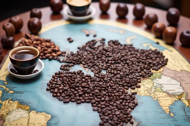 Bangkok thailand march coffee bean on world map shopping online for export or import