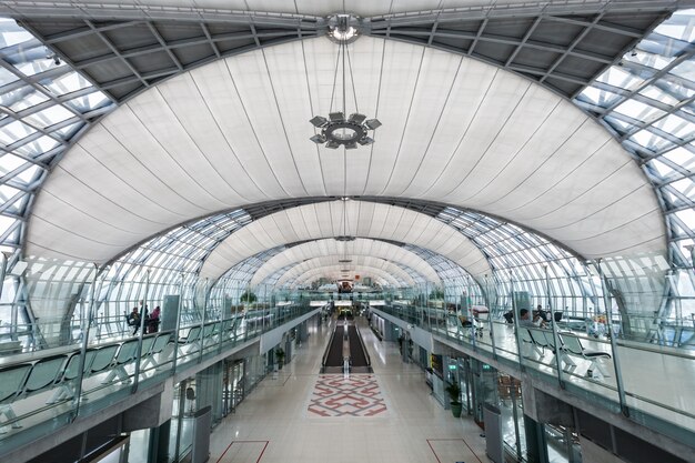 BANGKOK, THAILAND - OCTOBER 15, 2014: Futuristic design of the Suvarnabhumi International Airport in Bangkok, Thailand.