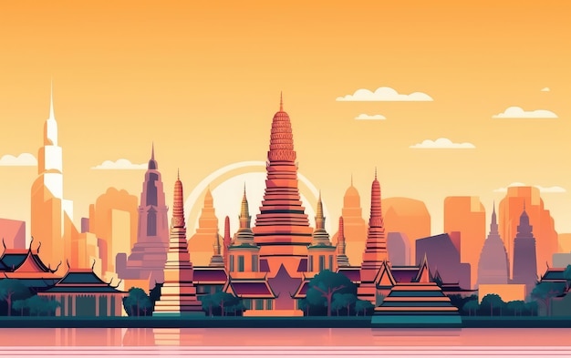 Photo bangkok in thailand with landmark and popular for tourist attractions generative ai