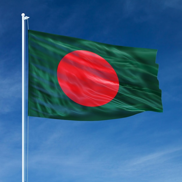 Bangladesh Flag on Flagpole