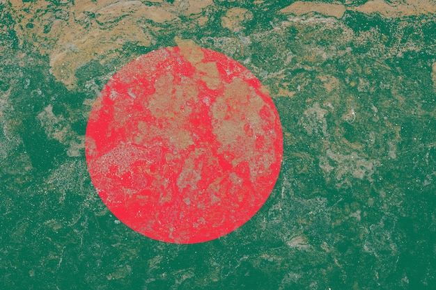 Bangladesh flag on a rusty old iron metal sheet