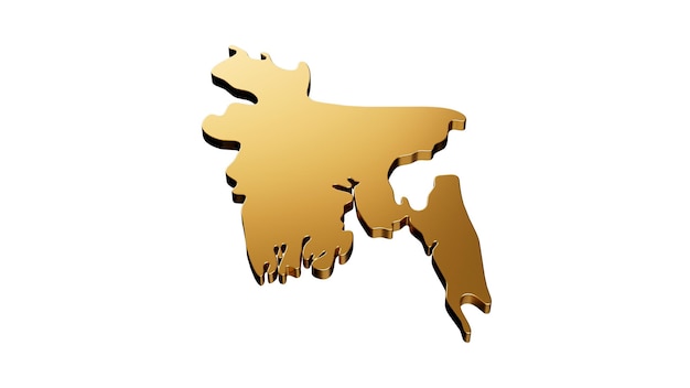 Bangladesh gold map isolated on white background 3d illustration