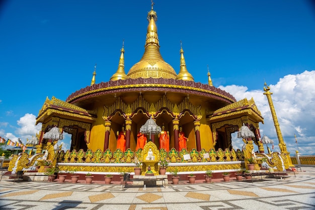 Bangladesh October 14 2019 Inside view of the Buddhist Golden Temple at Balaghata Bandarban Bangladesh