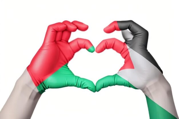 Bangladesh palestine heart hand gesture making heart clipping path