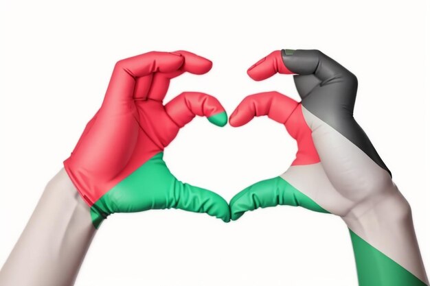 Photo bangladesh palestine heart hand gesture making heart clipping path