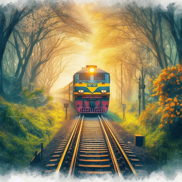 Bangladesh Train illustration in daytime