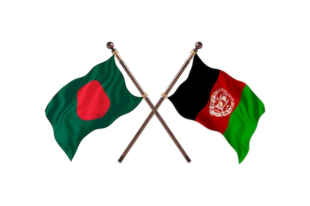 Bangladesh versus Afghanistan Flags Background