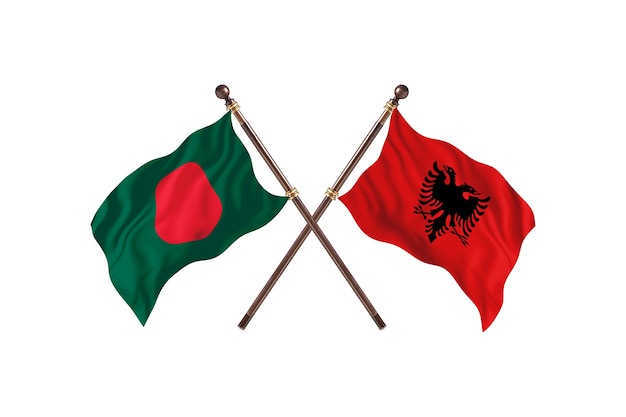 Bangladesh versus Albania Flags Background