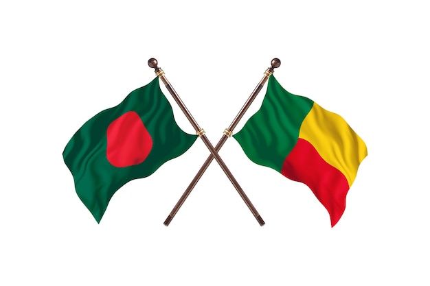 Bangladesh versus Benin Flags Background