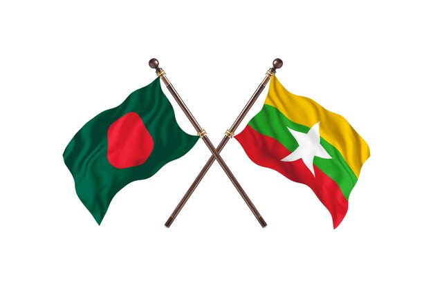 Bangladesh versus Birma vlaggen achtergrond