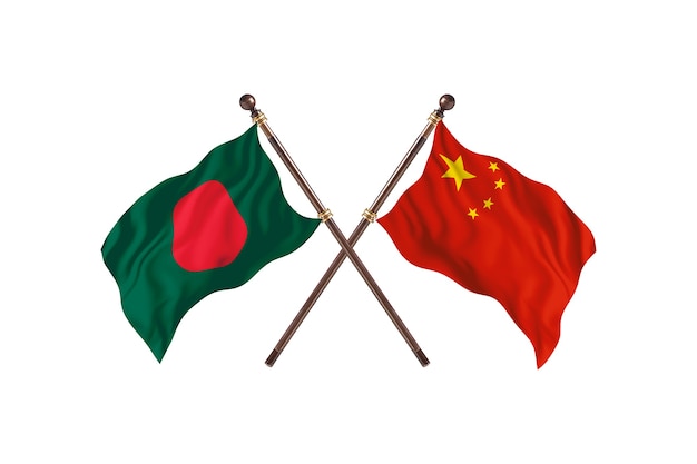 Bangladesh versus China vlaggen achtergrond