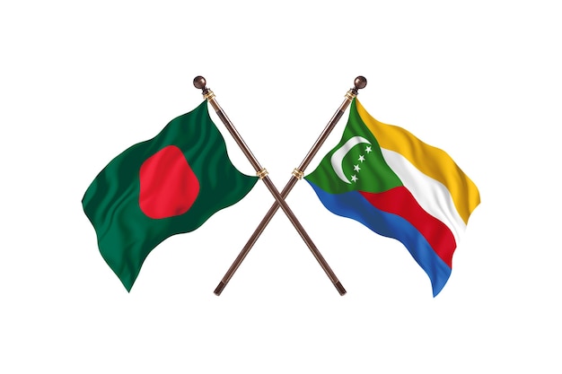 Bangladesh versus Comoren Vlaggen Achtergrond