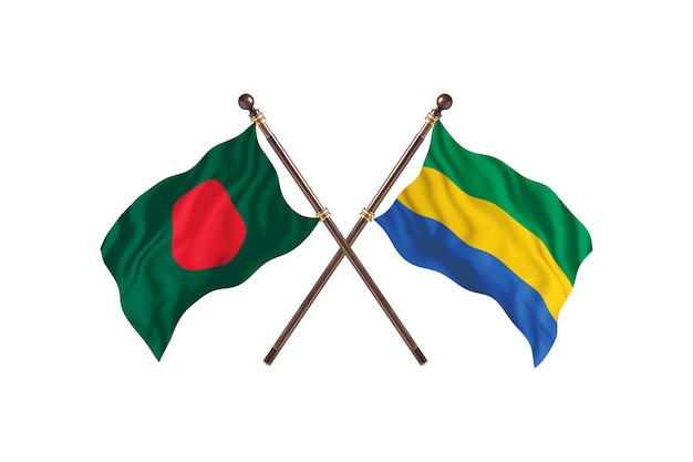 Bangladesh versus Gabon Flags Background