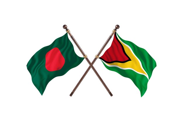 Bangladesh versus Guyana Flags Background