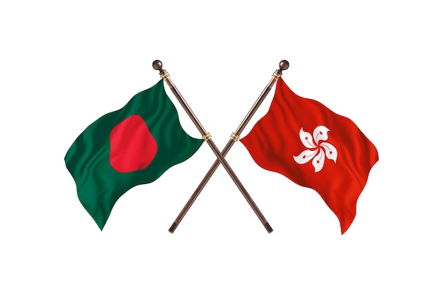 Bangladesh versus Hong Kong Flags Background