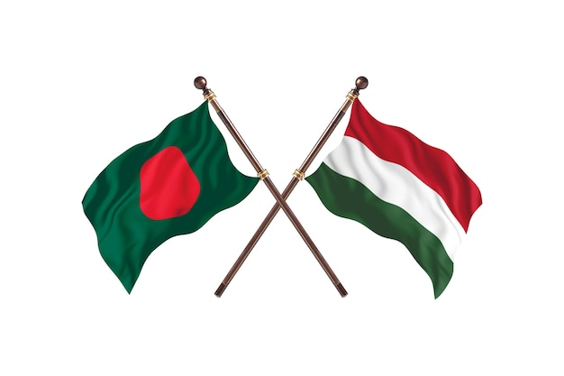 Bangladesh versus Hongarije vlaggen achtergrond