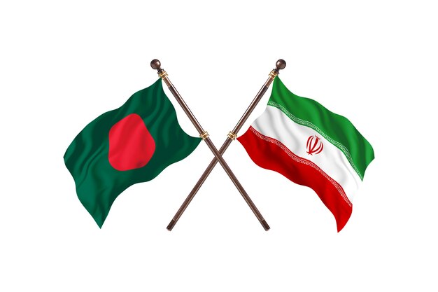 Bangladesh versus Iran Flags Background