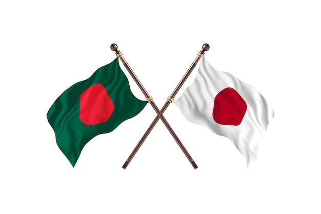 Bangladesh versus Japan Flags Background