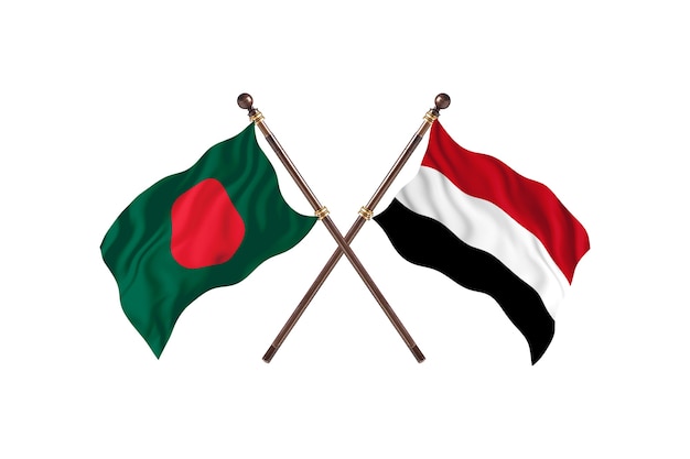 Bangladesh versus Jemen Vlaggen Achtergrond
