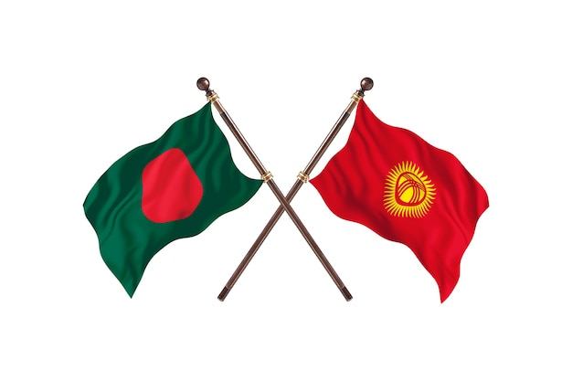 Bangladesh versus Kirgizië vlaggen achtergrond