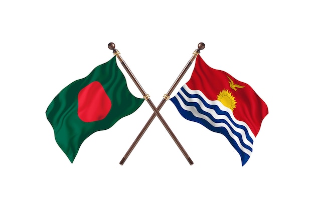 Bangladesh versus Kiribati Flags Background