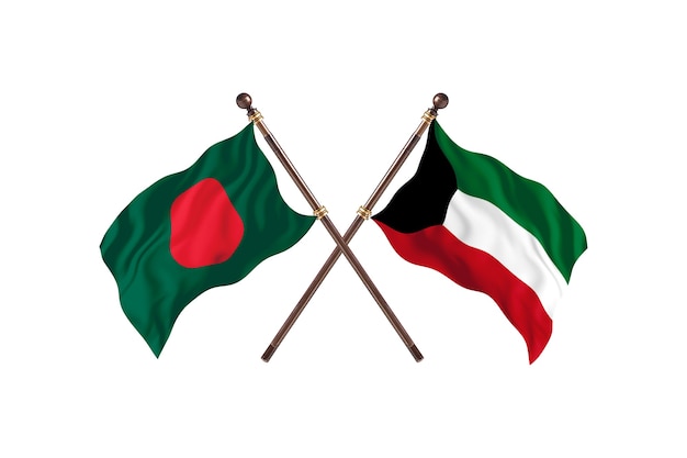 Bangladesh versus Kuwait Flags Background