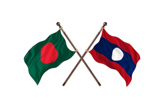 Bangladesh versus Laos Flags Background