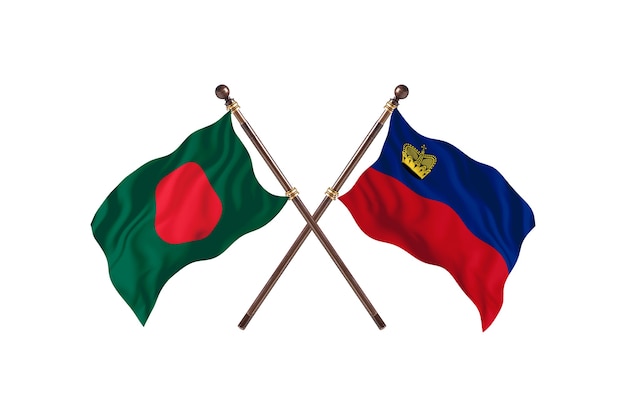 Bangladesh versus Liechtenstein vlaggen achtergrond