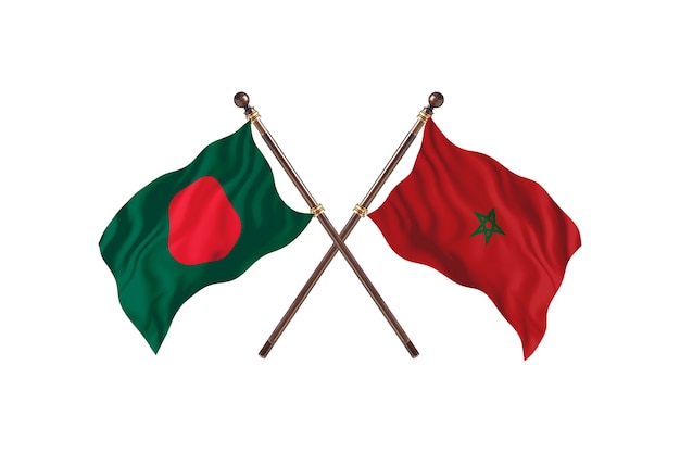 Bangladesh versus Marokko vlaggen achtergrond