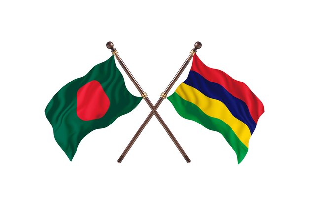 Bangladesh versus Mauritius Flags Background