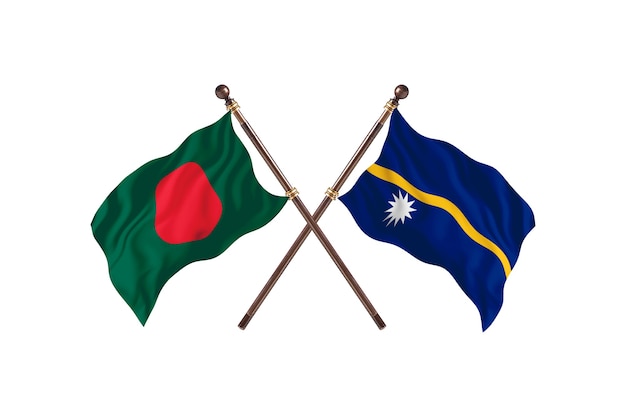 Bangladesh versus Nauru Flags Background