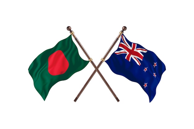 Bangladesh versus New Zealand Flags Background