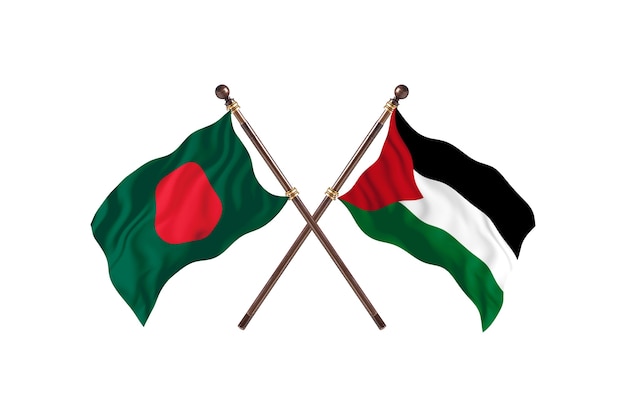 Бангладеш против фона палестинских флагов