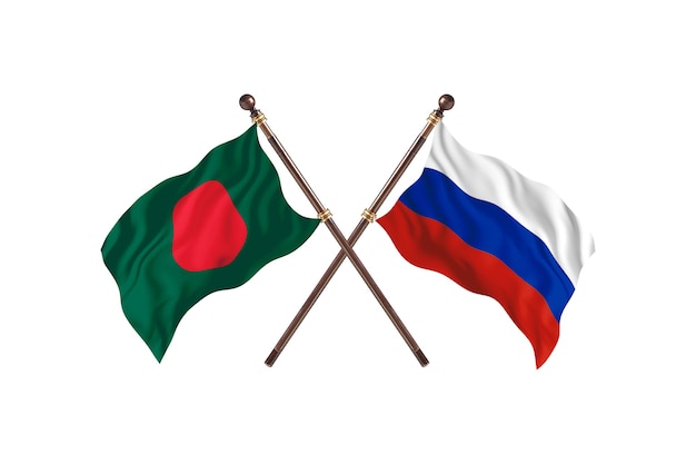 Bangladesh versus Russia Flags Background