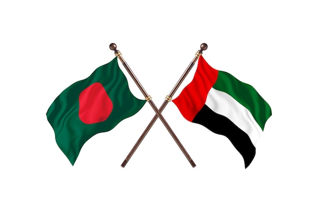 Bangladesh versus united arab emirates flags background