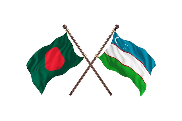 Bangladesh versus Uzbekistan Flags Background