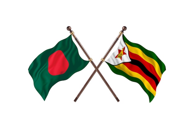 Bangladesh versus Zimbabwe Flags Background