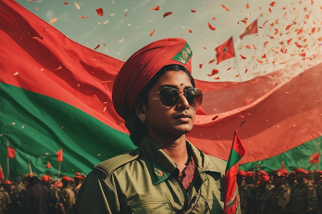 방글라데시 승리의 날 개념과 소음 반 음색 배너