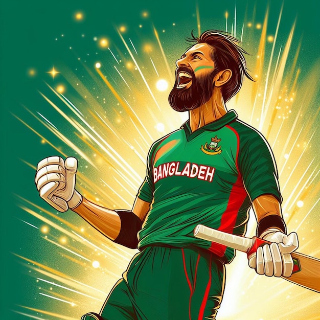 방글라데시의 크리켓 선수가 축하하고 있다
