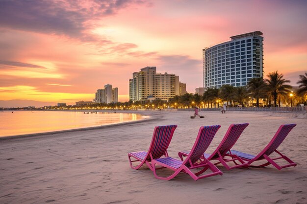 Bangsaen beach at twilight chonburi thailand