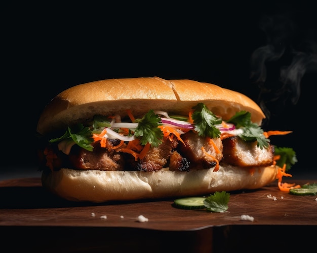 banh mi met krokant buikspek en een vleugje pittige mayo