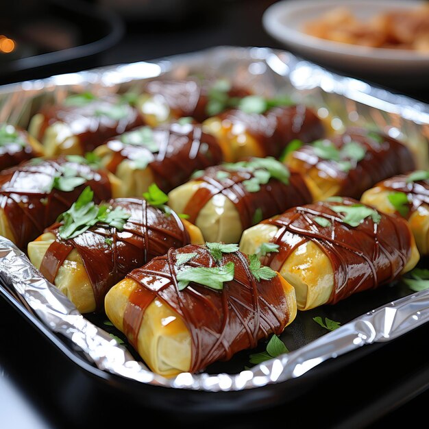 Banh Nam gestoomde platte rijst dumplings gewikkeld in bananenbladeren meestal gevuld met garnalen