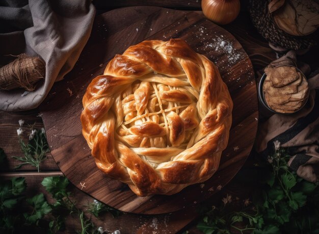 Banitsa in a rustic kitchen food photography