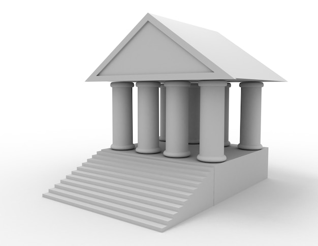 Bank 3d icon. illustratiion on whtite background