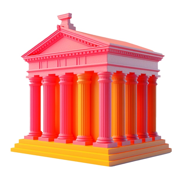 Bank in 3D style trending color palette with Generative AI