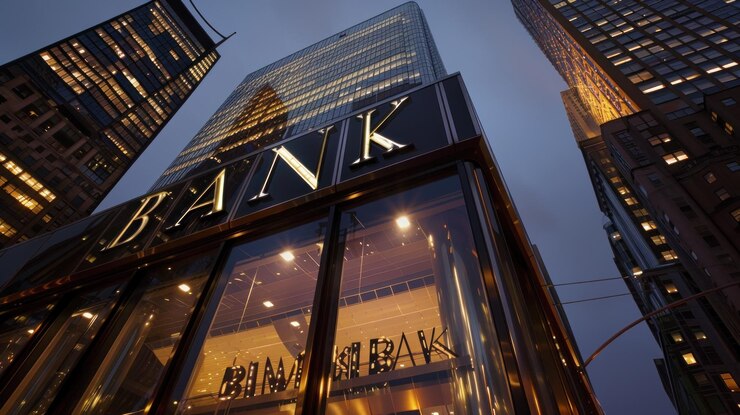 Bank Building at Night