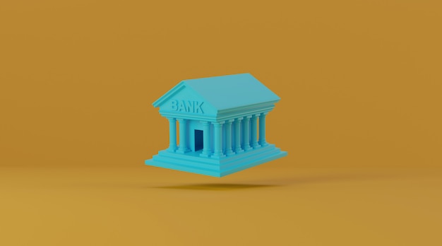 bank building on yellow background.